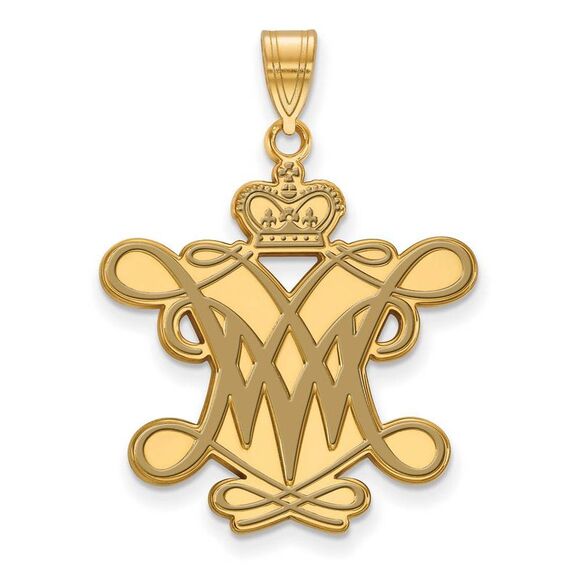 14k Gold Plated Silver William and Mary XL Enamel Pendant